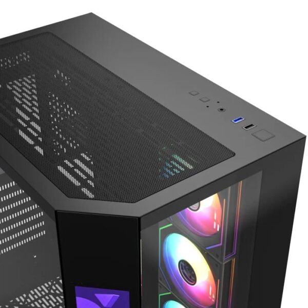 XYZ Neutron Black Dual Chamber Case — Caja ATX, 4 Fans 120mm RGB, pantalla LCD 8.8", negro - Imagen 6