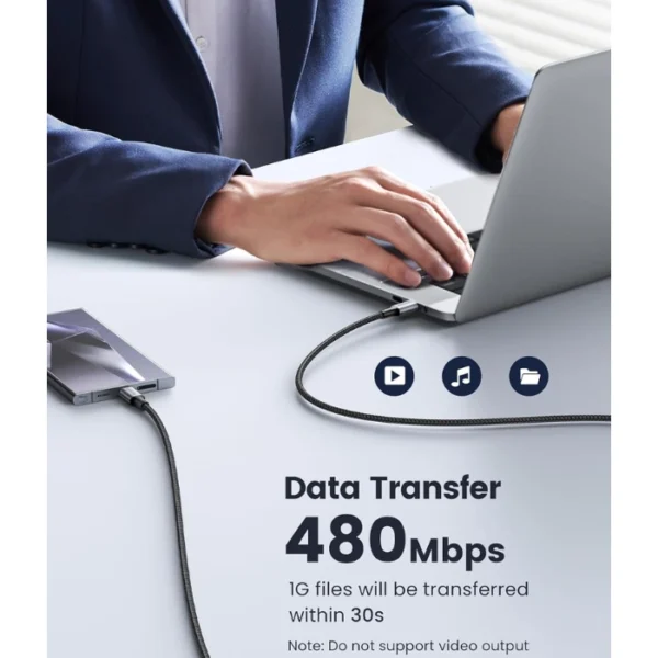 UGREEN 100W Cable USB C — Cable de carga de 100W, 1 metro, negro - Imagen 4