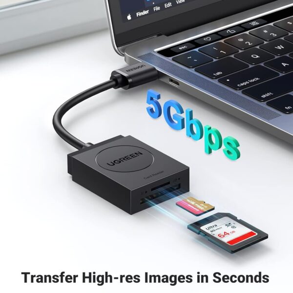 UGREEN CR127 — Lector de tarjetas, USB 3.0 SD/TF simultáneamente, negro | 20250 - Imagen 3