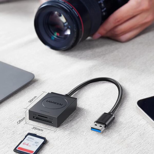 UGREEN CR127 — Lector de tarjetas, USB 3.0 SD/TF simultáneamente, negro | 20250 - Imagen 2