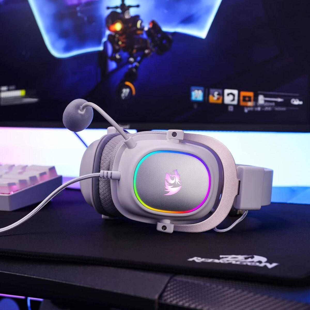 Redragon Zeus-X RGB White — Audífono con cable, 7.1 virtual, color blanco - Imagen 4