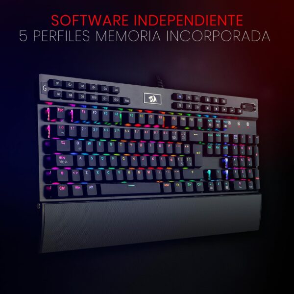 Redragon Yama K550 Black — Teclado mecánico, con cable, RGB, USB, español - Imagen 4
