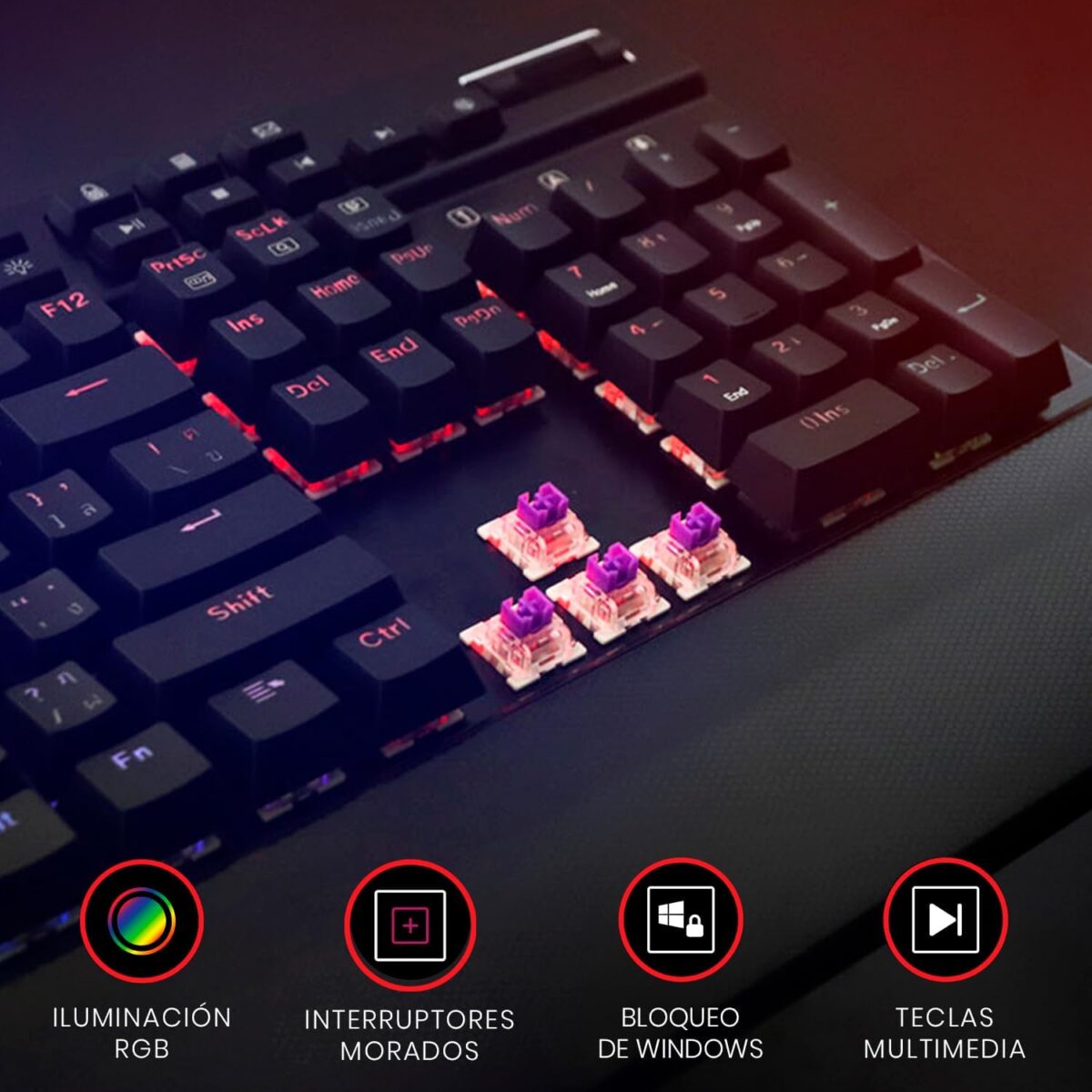 71ahwqr1USL._AC_SL1500_ Redragon Yama K550 Black — Teclado mecánico, con cable, RGB, USB, español - Imagen 7