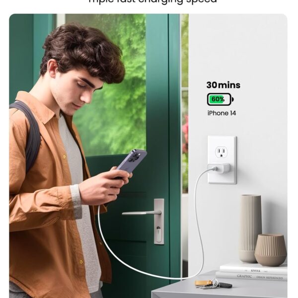 UGREEN CD137 20W —  Cargador de pared, puerto USB-C, carga rápida, blanco | 60449 - Imagen 7