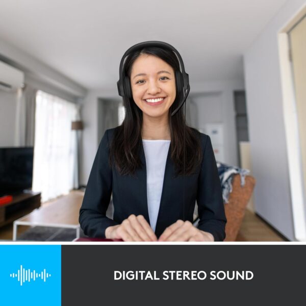 Logitech H390 Black — Audífono con cable, 1.9m, USB, para conferencias, micrófono, negro - Imagen 7