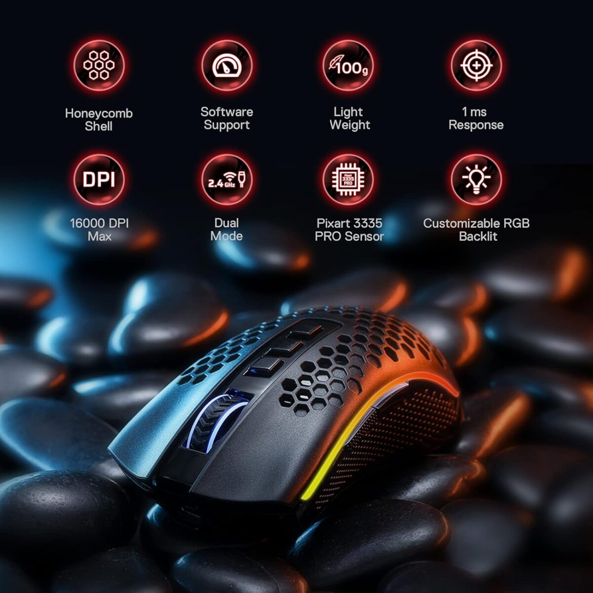 71z+Jh+FSUS._AC_SL1500_ Redragon Storm Pro M808 Black — Mouse inalámbrico, RGB, color negro - Imagen 6