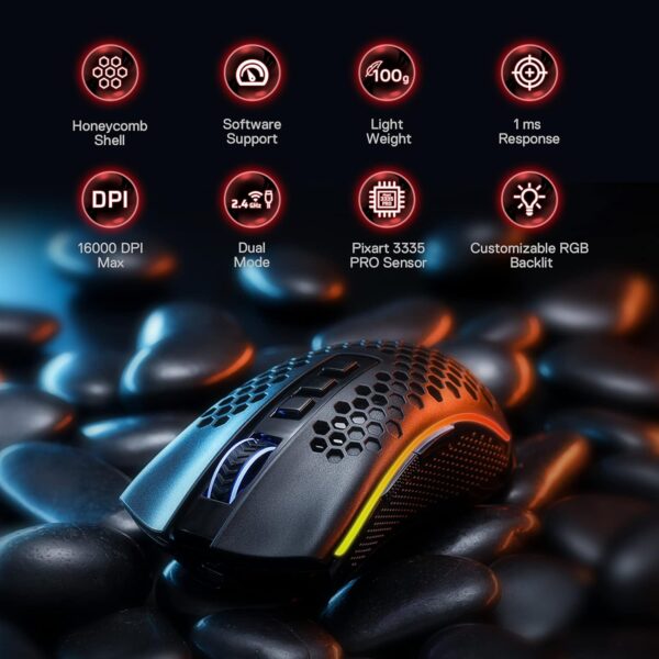Redragon Storm Pro M808 Black — Mouse inalámbrico, RGB, color negro - Imagen 6