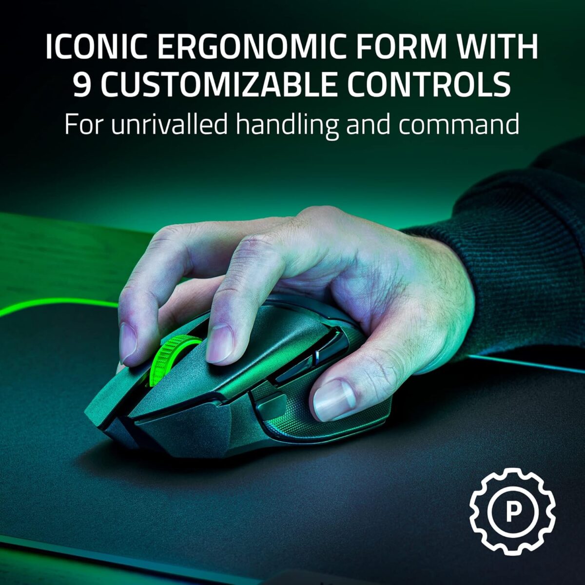 Razer Basilisk V3 X HyperSpeed — Mouse inalámbrico, dual, Bluetooth, multidispositivo, 18K DPI, negro - Imagen 8