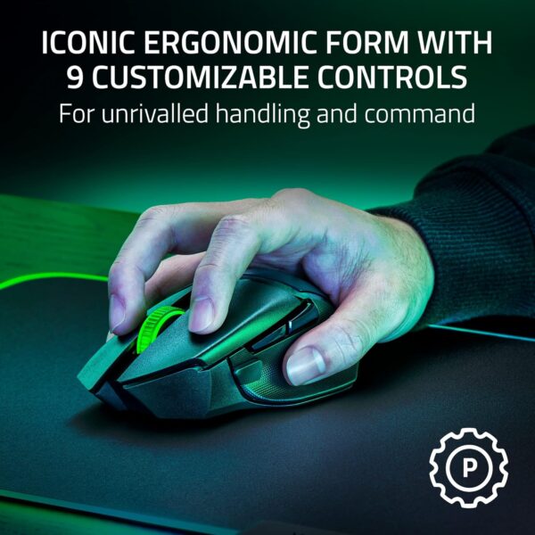 Razer Basilisk V3 X HyperSpeed — Mouse inalámbrico, dual, Bluetooth, multidispositivo, 18K DPI, negro - Imagen 8