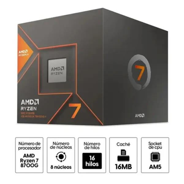 AMD Ryzen 7 8700G — 8 núcleos, 16 hilos, AM5, 16MB Caché | 100-100001236BOX - Imagen 3