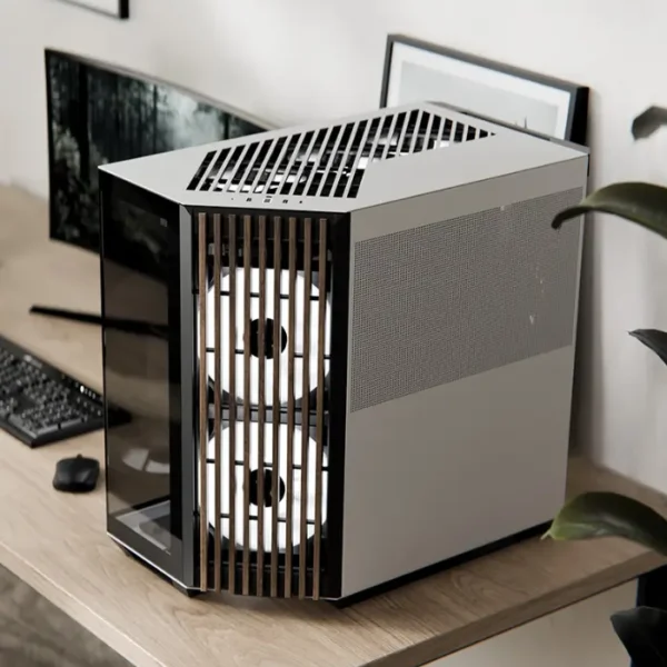 APNX V1 Black White Wood — Caja ATX, sin fans, negro/blanco/madera | V1-W-BW-V1 - Imagen 2