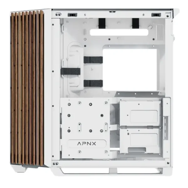 APNX V1 White Wood — Caja ATX, sin fans, blanco/madera | V1-W-WT-V1 - Imagen 5