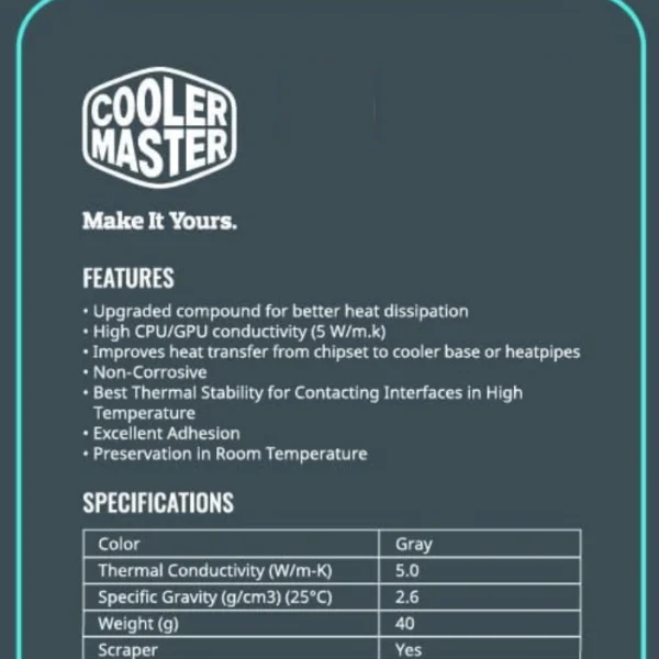 Cooler Master Ice Fusion V2 — 40g, 5 W/mk, 2.6g/cm3 - Imagen 3