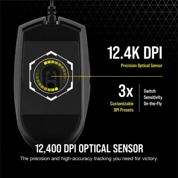 CORSAIR Katar Pro — Mouse alámbrico, FPS/MOBA, 6 botones, 12,400 DPI - Imagen 3