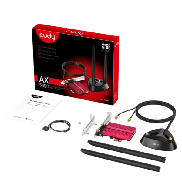 Cudy WE4000 — Adaptador PCIe, Triple Dual, AX5400, Wi-Fi 6, Bluetooth 5.3 - Imagen 5