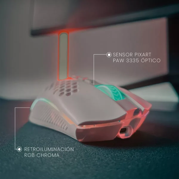 Redragon Storm Pro M808 White — Mouse inalámbrico, RGB, blanco - Imagen 2