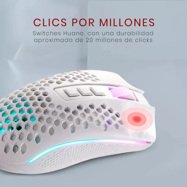 Redragon Storm Pro M808 White — Mouse inalámbrico, RGB, blanco - Imagen 4