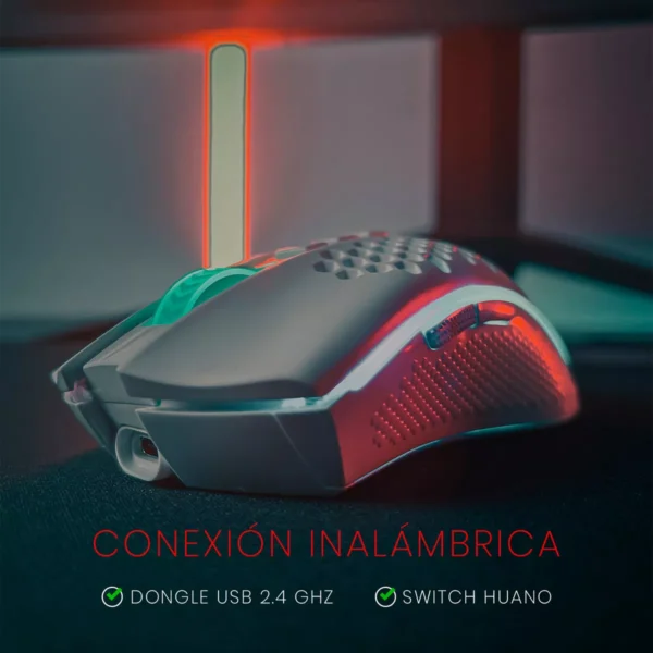 Redragon Storm Pro M808 White — Mouse inalámbrico, RGB, blanco - Imagen 3