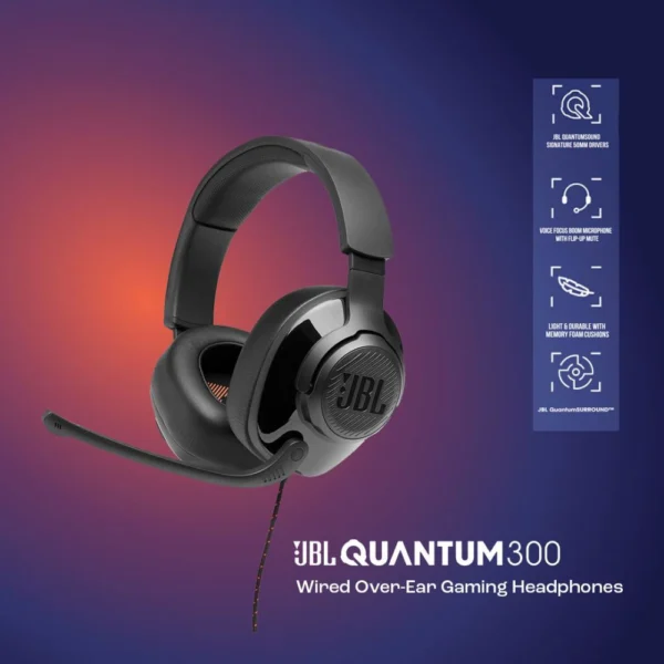 JBL Quantum 300 — Audífono con cable, para PC, micrófono abatible - Imagen 2