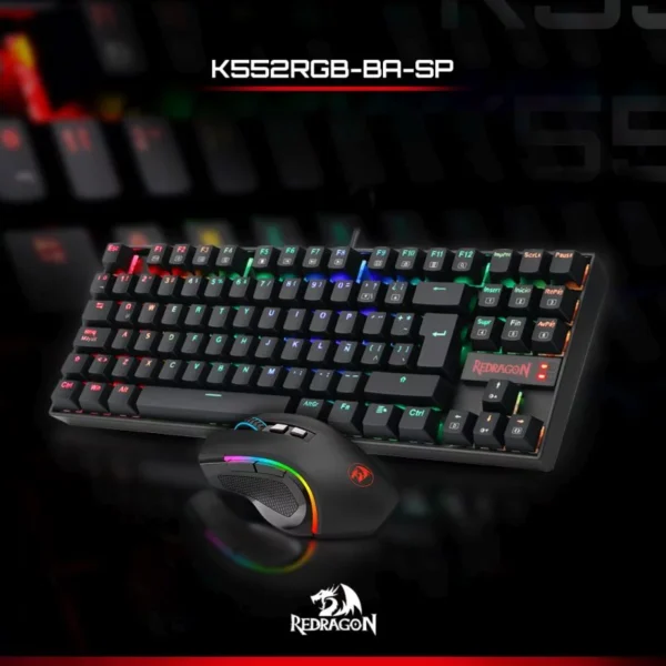Redragon Kumara K552 RGB BA — Combo teclado mecánico y mouse, con cable, RGB - Imagen 4