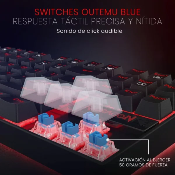 Redragon Kumara K552 RGB BA — Combo teclado mecánico y mouse, con cable, RGB - Imagen 6