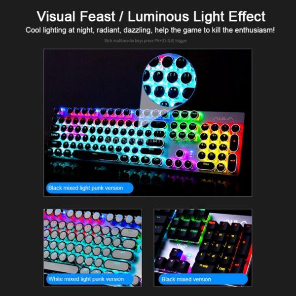 AULA S2016 Retro — Teclado mecánico, inglés, alámbrico - Imagen 3