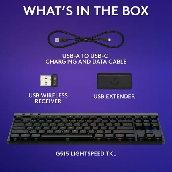 Logitech G515 LIGHTSPEED TKL Black — Teclado mecánico, inalámbrico, táctil, inglés - Imagen 6