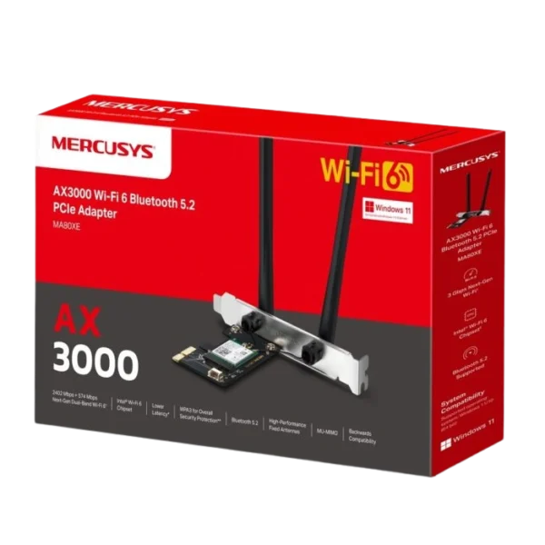 Mercusys MA80XE — Adaptador PCIe, Banda Dual, AX3000, Wi-Fi 6, Bluetooth 5.2 - Imagen 2