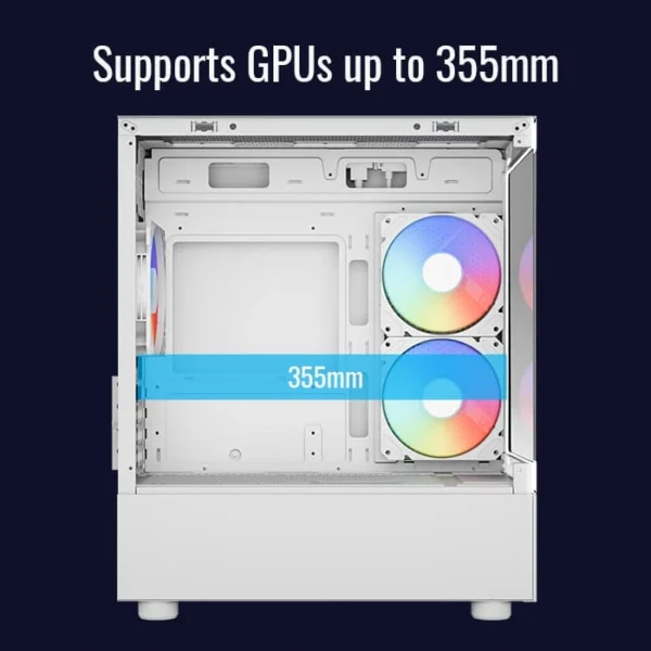 AeroCool Viewport Mini White — Caja microATX, 3 Fans 120mm, blanco - Imagen 4