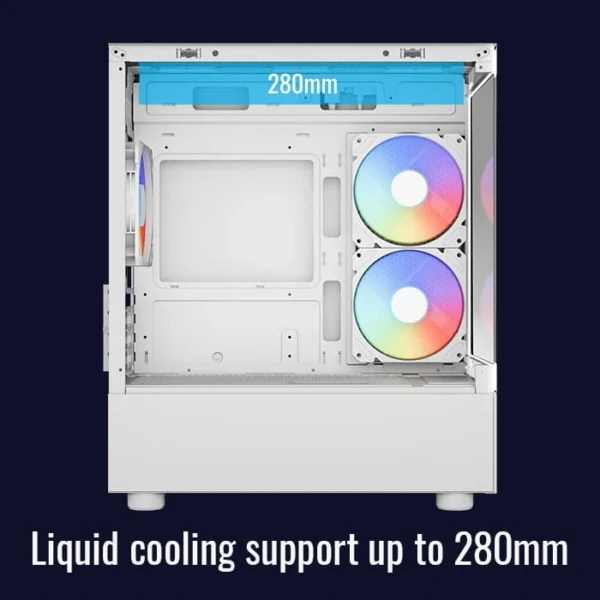 AeroCool Viewport Mini White — Caja microATX, 3 Fans 120mm, blanco - Imagen 3