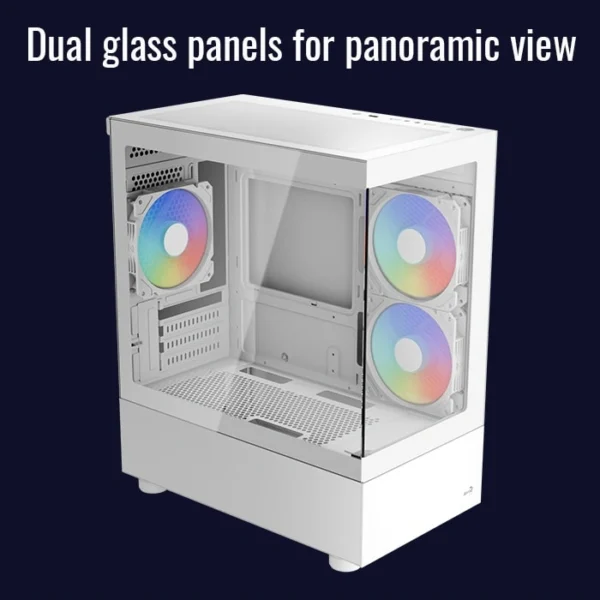 AeroCool Viewport Mini White — Caja microATX, 3 Fans 120mm, blanco - Imagen 2