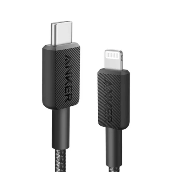 ANKER 322 USB-C a Lightning Black — 1.8m, Cable trenzado, MFi certified, negro