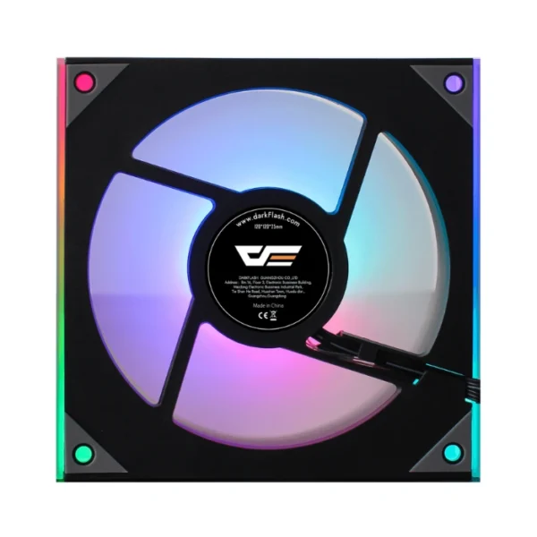 DarkFlash DM8 Black — Fan 120mm ARGB, 4Pin PWM, 5V3Pin A-RGB, Negro - Imagen 3