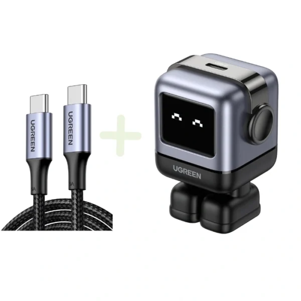 Combo UGREEN Uno 30W Negro, Cargador 1 puerto USB C + Cable USB C 100W, Negro, 1m