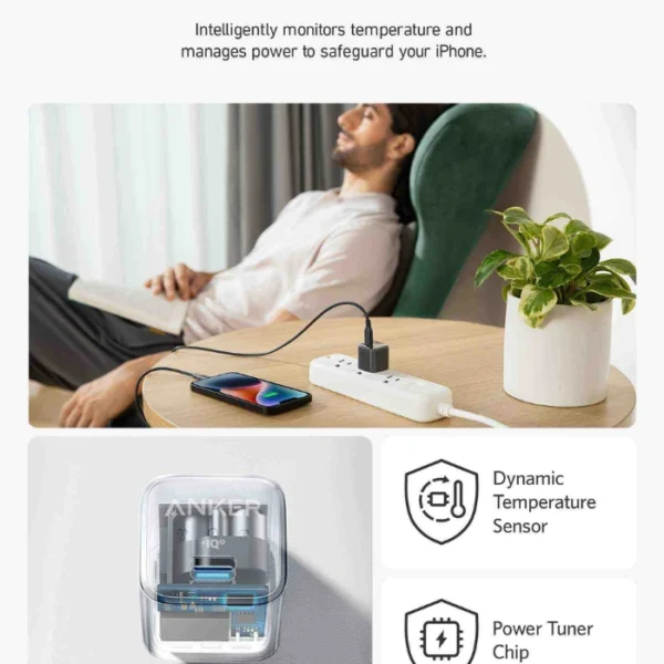 ANKER 511 Nano Pro — Cargador 20W, carga rápida, blanco, cable no incluido - Imagen 3