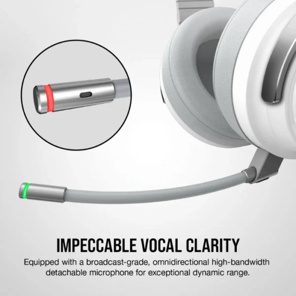 CORSAIR VIRTUOSO RGB Wireless White — Audífonos inalámbricos, 3 conexiones, sonido 7.1, RGB, blanco - Imagen 6