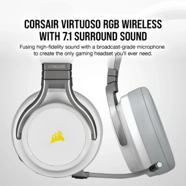 CORSAIR VIRTUOSO RGB Wireless White — Audífonos inalámbricos, 3 conexiones, sonido 7.1, RGB, blanco - Imagen 3