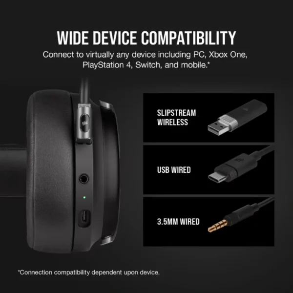 Corsair VIRTUOSO RGB Wireless Carbon — Audífonos inalámbricos, 3 conexiones, sonido 7.1, RGB, negro - Imagen 7