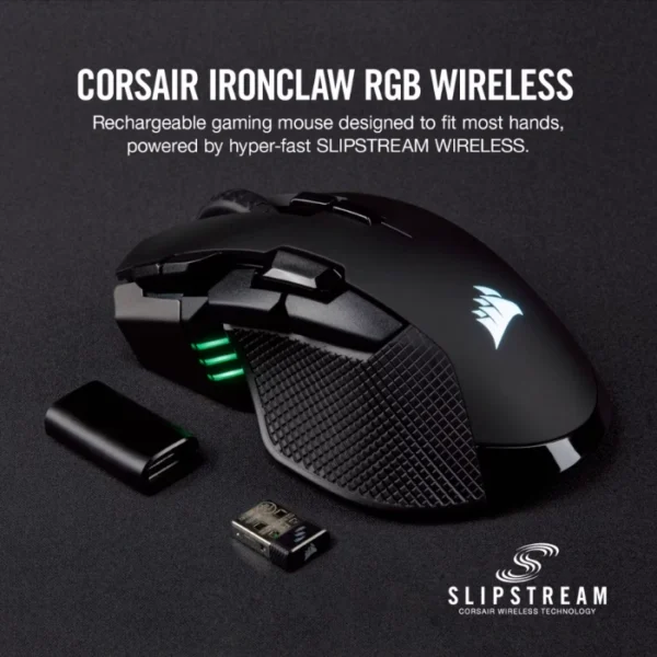 Corsair IRONCLAW RGB Wireless — Mouse inalámbrico, Bluetooth, 10 botones, 18K DPI, negro - Imagen 7