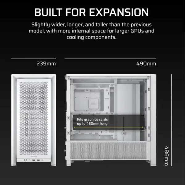 CORSAIR Frame 4000D White — Caja ATX, Sin Fans, blanco - Imagen 5
