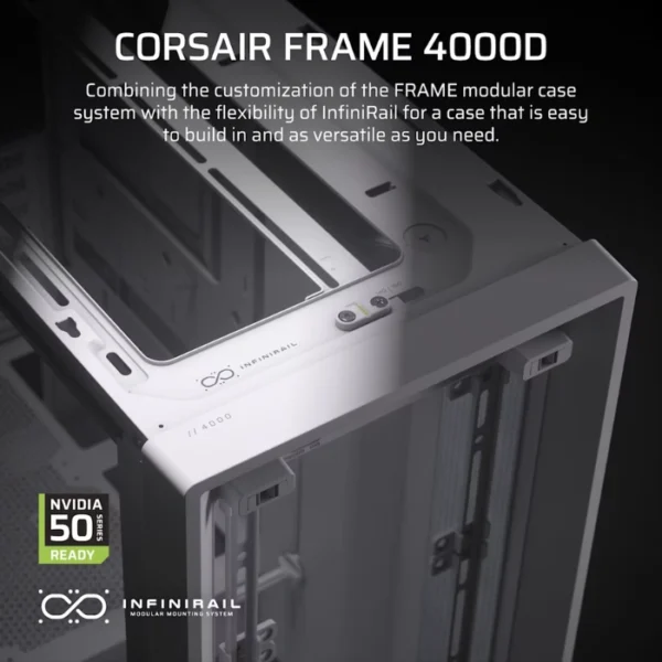 CORSAIR Frame 4000D White — Caja ATX, Sin Fans, blanco - Imagen 4