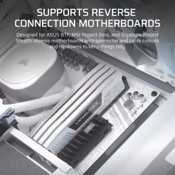 CORSAIR Frame 4000D RS ARGB White — Caja ATX, 3 Fans RS120 ARGB, blanco - Imagen 9