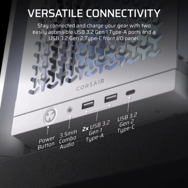 CORSAIR Frame 4000D RS ARGB White — Caja ATX, 3 Fans RS120 ARGB, blanco - Imagen 8