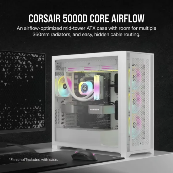 CORSAIR 5000D CORE AIRFLOW White — Caja ATX, Sin Fans, blanco - Imagen 2