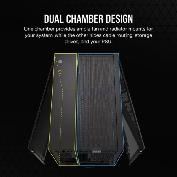CORSAIR 2500D AIRFLOW Black — Caja microATX, Sin Fans, negro - Imagen 6