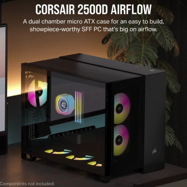CORSAIR 2500D AIRFLOW Black — Caja microATX, Sin Fans, negro - Imagen 2