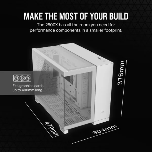 CORSAIR 2500X White — Caja microATX, Sin Fans, blanco - Imagen 7
