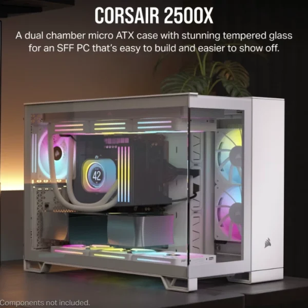 CORSAIR 2500X White — Caja microATX, Sin Fans, blanco - Imagen 2