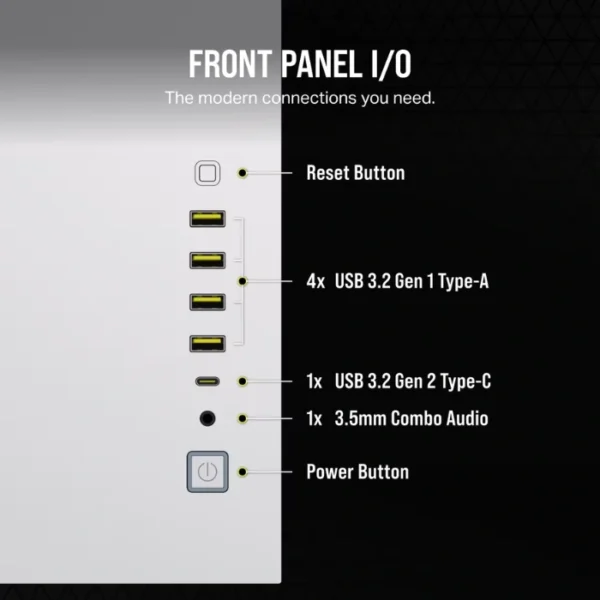 CORSAIR 6500D AIRFLOW White — Caja ATX, Sin Fans, blanco - Imagen 4