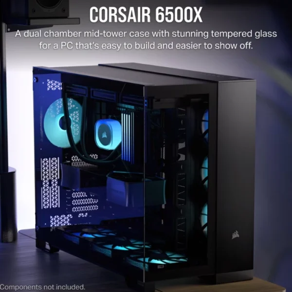 CORSAIR 6500X Black — Caja ATX, Sin Fans, negro - Imagen 2
